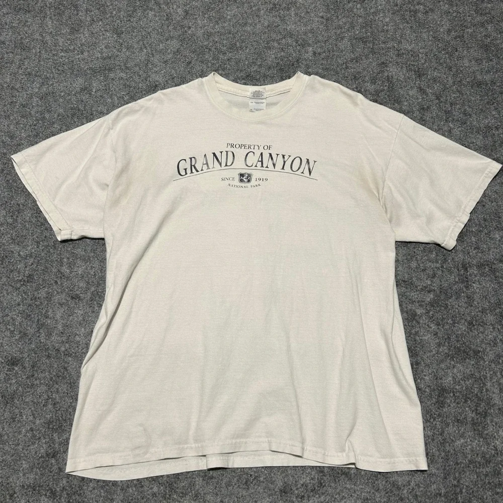Gildan Grand Canyon National Park Graphic T-Shirt Cream XL Vintage Retro Skater
